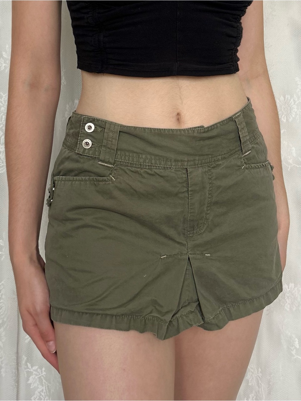 Y2K 2000s Grunge Green Cargo Skort - Picture 3 of 6